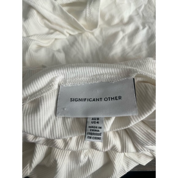 Significant Other Mock Neck Pleated Crop Top - White - Size US 4 - Picture 4 of 4